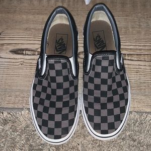 Black & Grey Checkerboard Slip on Vans